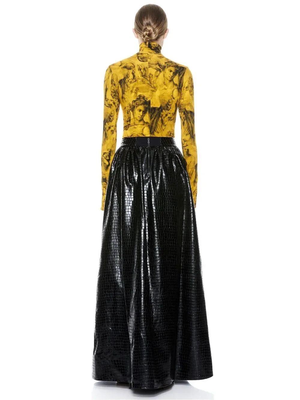NWT Alice + Olivia TINA VEGAN Croc LEATHER GOWN maxi SKIRT - Picture 6 of 15